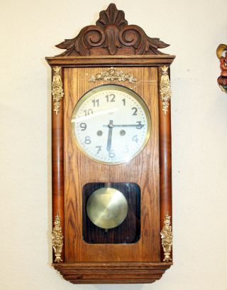 Antique Wall Clock Chime Clock Regulator 1920th Century With 3 Hammer