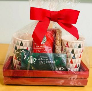 Starbucks Hot Cocoa Mug Gift Set Coffee Cup Classic & Peppermint In Package