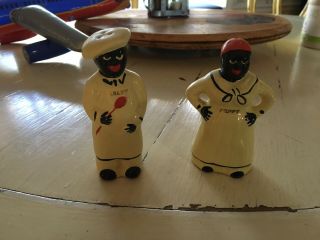Vintage Black Americana Salty And Peppy Salt And Pepper Shakers