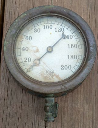 Antique Vintage Steampunk Ashcroft Pressure Gauge 200 Psi 6 Inch Diameter