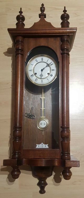Antique Wall Clock Made In Germany R Arrow Down A Wind Up With Key Pendulum
