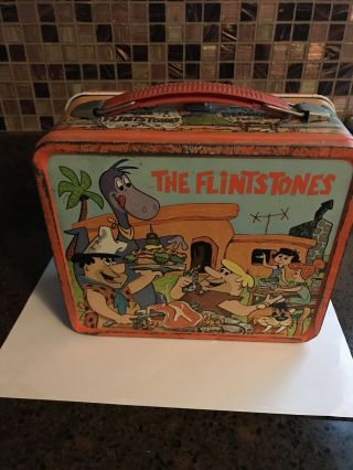 VINTAGE FIRST YEAR 1962 The FLINTSTONES DINO BARNEY & FRED TV SHOW LUNCHBOX 2