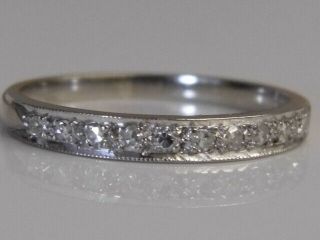 A Vintage 9ct White Gold & 10 Diamond Half Eternity Dress Ring,  Size O
