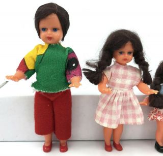 Dollhouse Doll x 5 Girls 1950s 70s Celluloid Hard Plastic 3 to 4.  5in Germany Vtg 2
