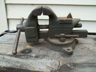 Made Usa Old Tool Superior Bench Vise 43 Erie Tool 3 " Jaws Anvil Hardy