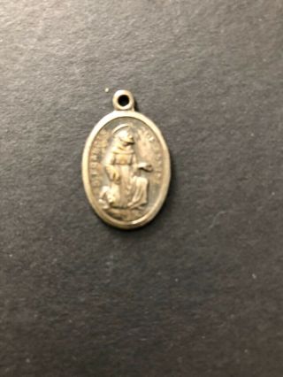 Vintage Silver Tone Religious Medal St Francis Of Assisi D 