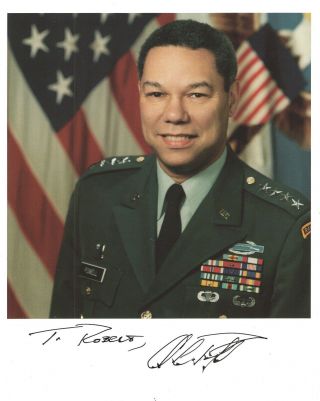 Colin Powell Hand Signed 8x10 Color Photo,  Great Us General To Robert