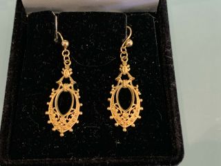 Stunning Vintage 9ct Gold Drop Earrings Victorian Indian Style