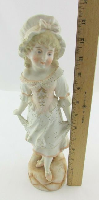 Antique German Bisque Figurine Girl Maiden 13 1/2 