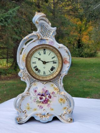 Antique Ansonia Royal Bonn China Clock.