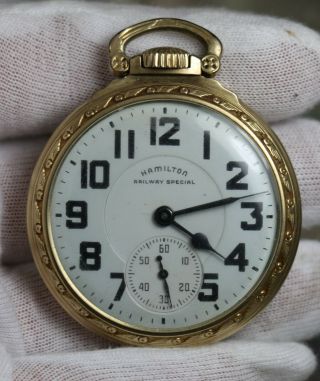 Vintage Hamilton 992b Railway Special 21 Jewels Gf Pocket Watch