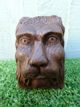 19thc Gothic Wooden Oak Corbel With Intricate Lion Head Carving C1890s