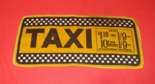 Cab Yellow Taxi Rates Fair Cloth Sign Yellow Checkered Taxi Cab