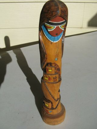 Hand Made Native American Kachina Doll 10 " H X 2 " W Hand Signed Figure