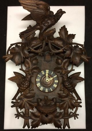 Large Deeply Carved Antique Black Forest Cuckoo Clock