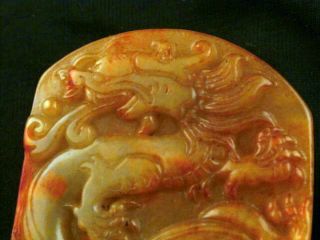Lovely Chinese Old Jade Dragon Relief Belt Buckle O086 2