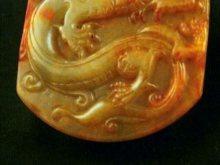 Lovely Chinese Old Jade Dragon Relief Belt Buckle O086 3