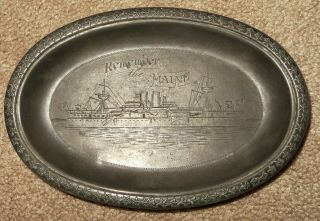 Antique Uss Maine Dish Tray Spanish American War Saw Homan Silverplate Us Navy