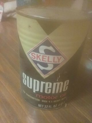 Skelly Supreme Motor Oil tin 1 Quart Can Full 2