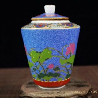 Old China Antique Porcelain Hand Painted Flowers Cover Jar Tank Yongzheng Mark