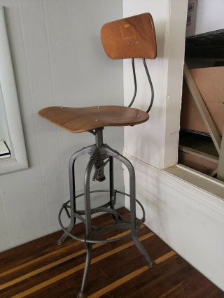 Vintage Toledo Uhl Industrial Adjustable Drafting Stool Chair