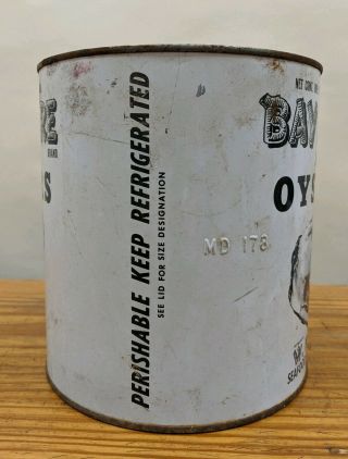 Vtg Bay Shore Fresh Oysters One Gallon Litho Tin Can Harris Seafood Chester,  MD 2