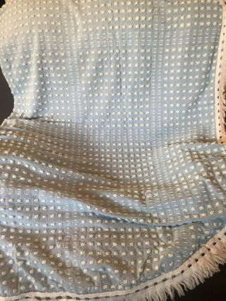 Morgan Jones Blue & White Rosebud Vintage Chenille Bedspread 3