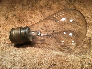 Antique Late 1800s Thomson - Houston Base Light Bulb Blown Glass Tip Edison Patent