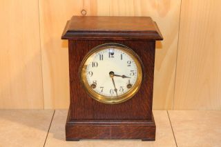 Antique Sessions Oak 8 Day Gonging Mantle Clock Runs