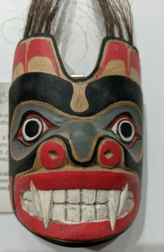 Tribal (indian?) Hand Carved Painted Wood Mask Wall Hanging - Nwt