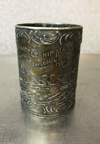Us Battleship Maine Spanish American War Silverplate Shot Drink Cup James Tufts