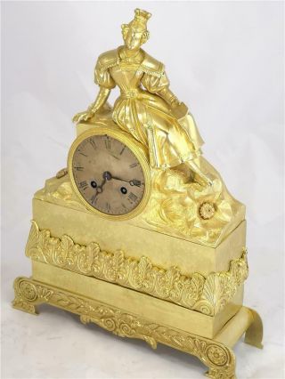 Antique Mantle Clock French Ormolu Bronze 8 Day Figural Empire Bell Striking