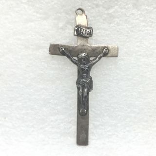 Vintage Sterling Silver Crucifix Cross Pendant Charm Religious Jewelry