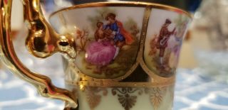 Bavarian H E Fine Porcelain Cup Love Story Courting Scene Teacup