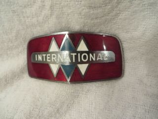 Vintage International Truck Radiator Emblem Badge Enameled