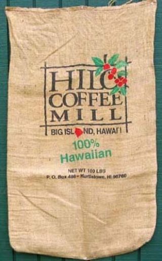 Burlap Bag Hawaiian Hilo Mill Coffee Bean Sack 100 Lb