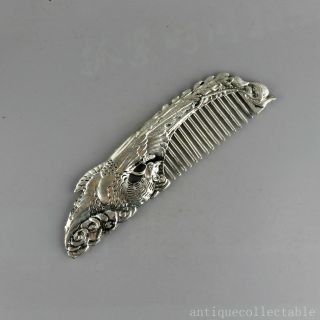 Collectable Old Tibet Silver Hand - Carved Myth Phenix Moral Auspicious Noble Comb