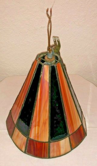 Vintage Leaded Stained Glass Pendant Hanging Light Fixture Shade Tiffany Style