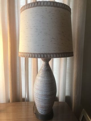 Mid Century Pottery Table Lamp Danish Modern Eames Era