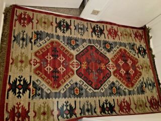 Vintage Hand Woven Rug North American Indian Navajo?? 80 " X 50 " Lovely