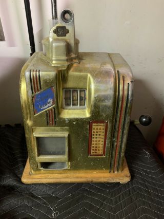 Vintage Columbia Deluxe 5 Cent Slot Machine Groetchen 1930s Parts Restoration