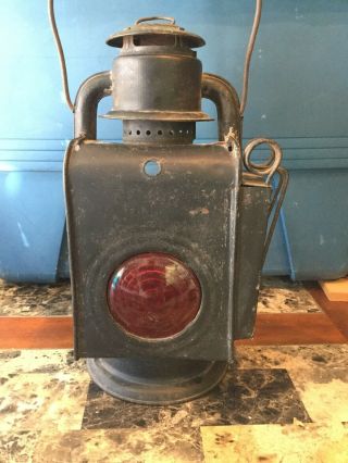Vintage Antique Prisco Rochester Ny Wagon Lantern With Red Glass Front