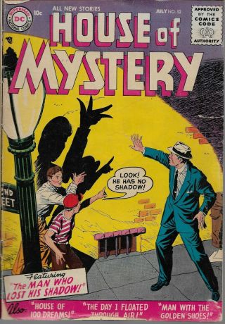 Dc (1956) House Of Mystery 52 " The Man Who Lost His Shadow " 2.  5 Gd,