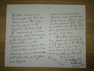 Ist Earl Roberts General - Indian Army - Military - Autograph Letter Re India