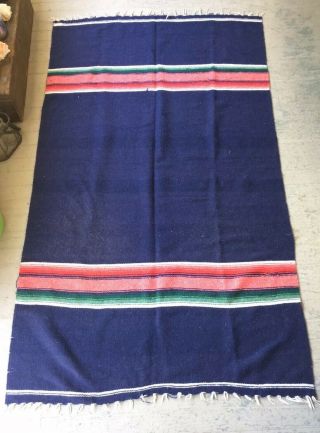 Vintage Mexican Serape Saltillo Wool Blanket Rug 82 X 51