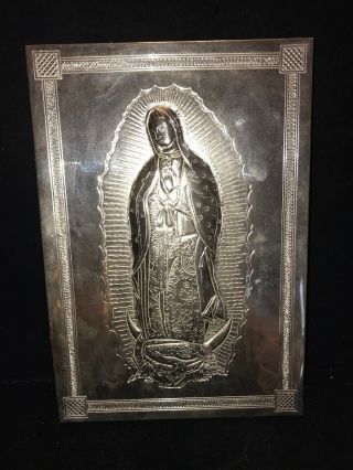 Antique Brass Nickel Plated Virgin Mary,  Lady Of Guadalupe Wall Hanging (d)