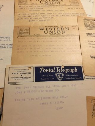 Harry Truman Letter Signed Numerous Telegrams,  Letters From Aides President 3