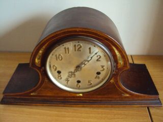 A Wonderful Antique/Vintage Inlaid Wooden Mantel Clock 3