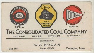 Vintage Blotter The Consolidated Coal Co Buckhorn,  Mount Olive,  Jeffco Coal