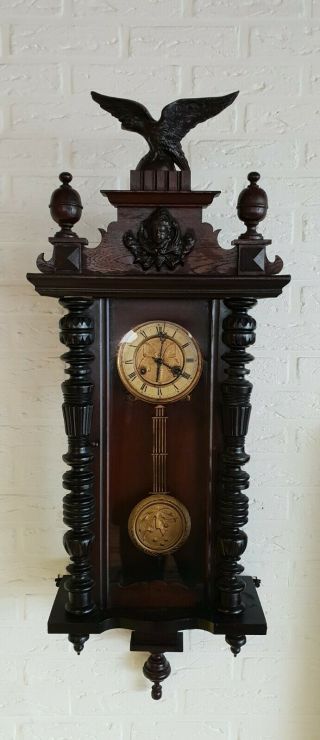41.  33 " Antique German Regulator Wall Clock Eagle Decoration E/0293